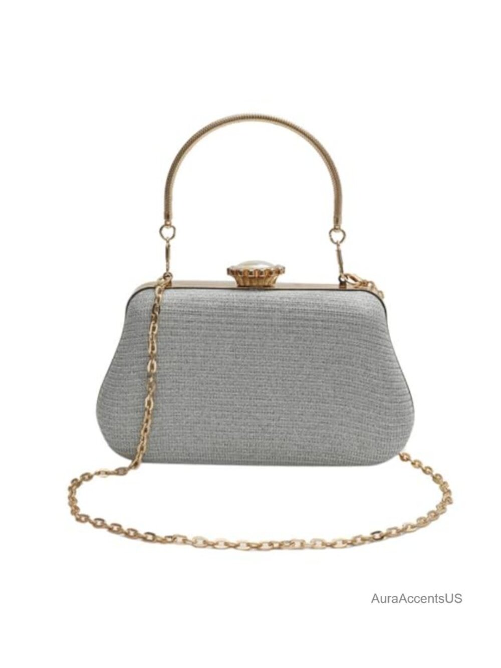 Crystal Embellished Convertible Clutch Purse Evening Party Bag Detachable Chain